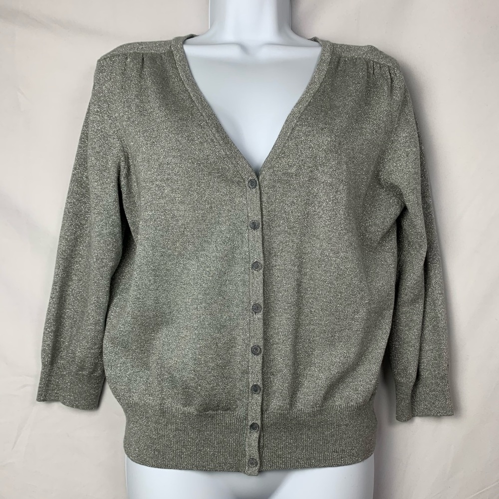 🌟CONTEXT 3/4 SLEEVE METALLIC CARDIGAN